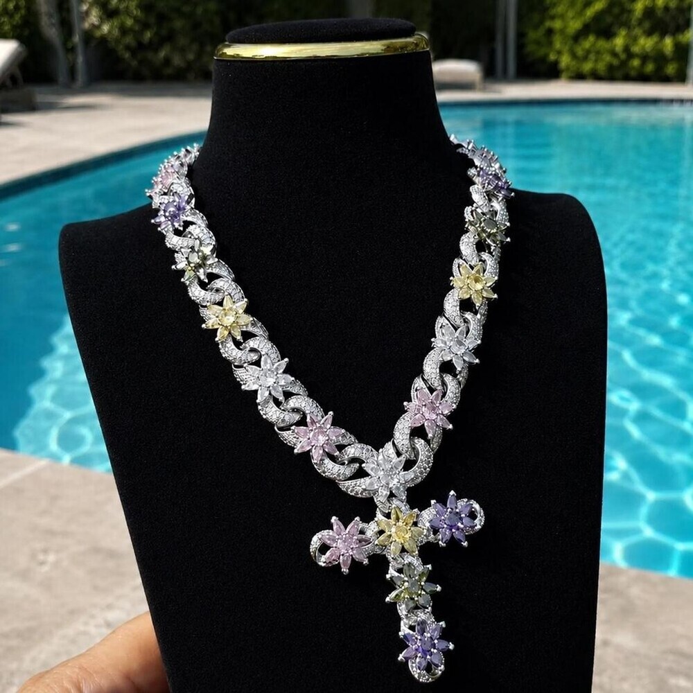 Icy Flower Infinity Link Chain 4 F 85